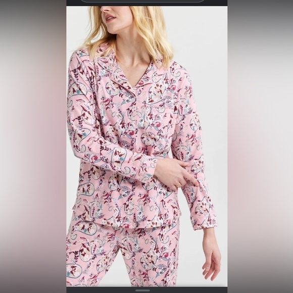 Vera‎ Bradley Long-Sleeved Button Pajama Top and pants in Knit Cotton/Spandex M - Picture 1 of 11